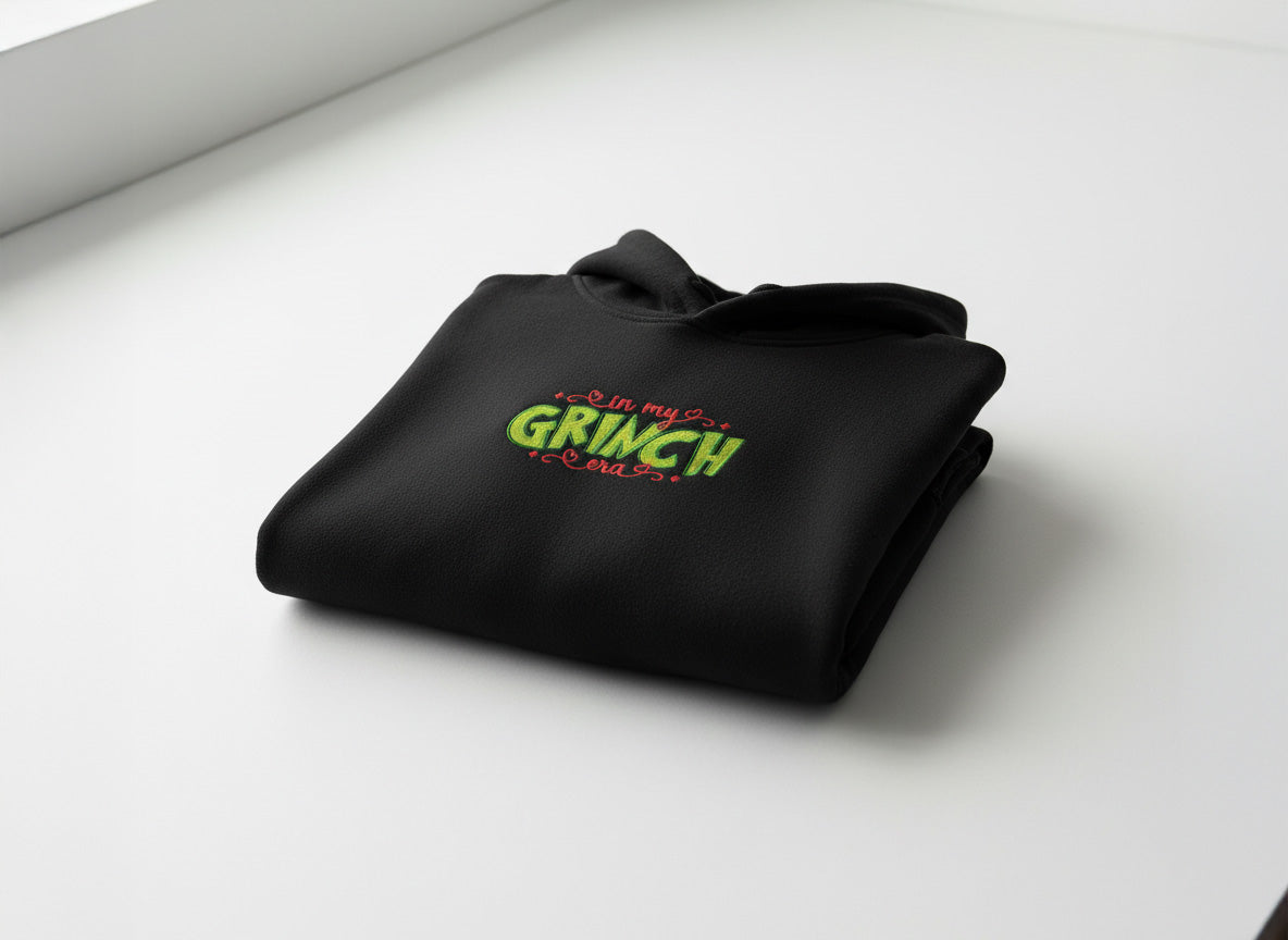 In My Grinch Era – Embroidered Christmas Hoodie (Unisex)