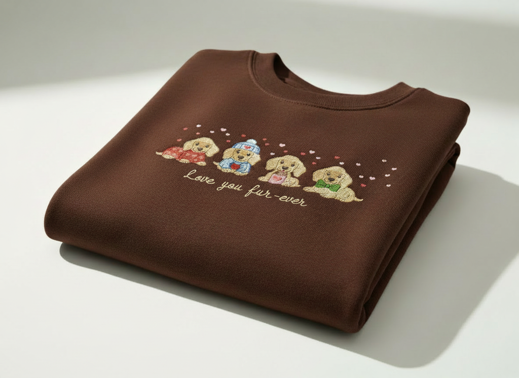 "Love You Fur-ever" Embroidered Puppy Sweatshirt