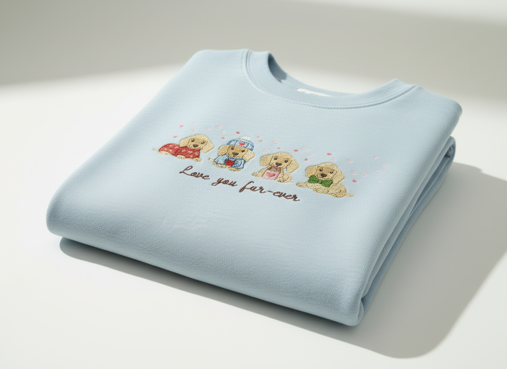 "Love You Fur-ever" Embroidered Puppy Sweatshirt