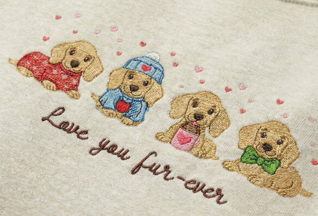 "Love You Fur-ever" Embroidered Puppy Sweatshirt