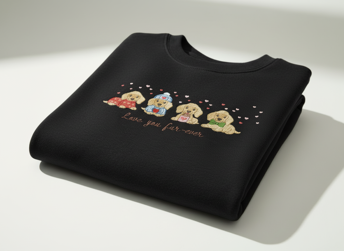 "Love You Fur-ever" Embroidered Puppy Sweatshirt