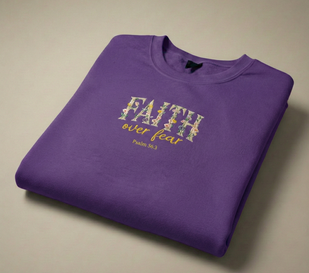 Faith Over Fear Embroidered Crewneck Sweatshirt