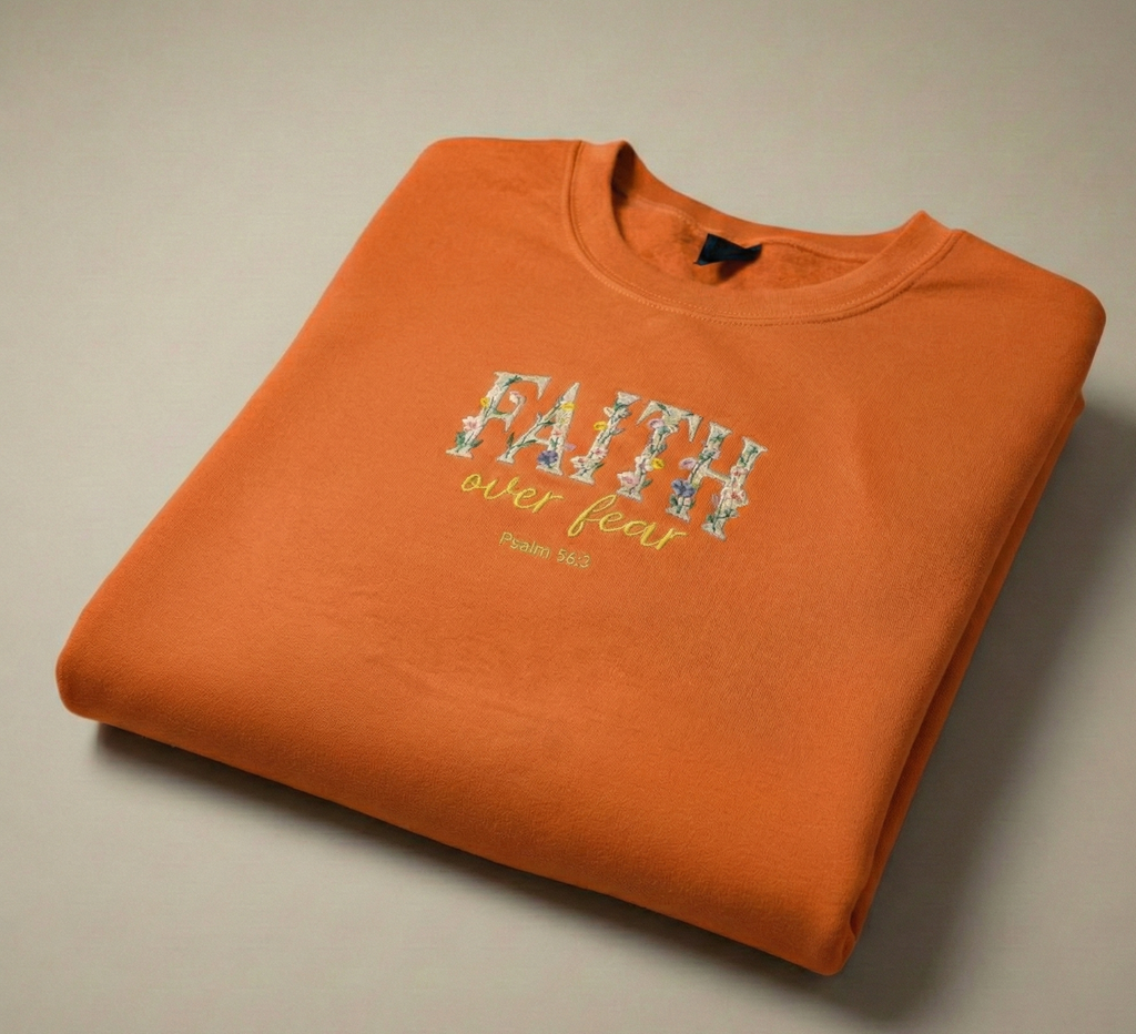 Faith Over Fear Embroidered Crewneck Sweatshirt