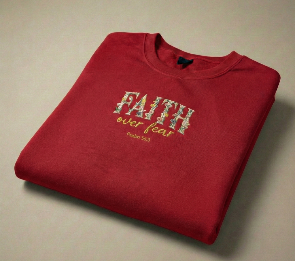 Faith Over Fear Embroidered Crewneck Sweatshirt