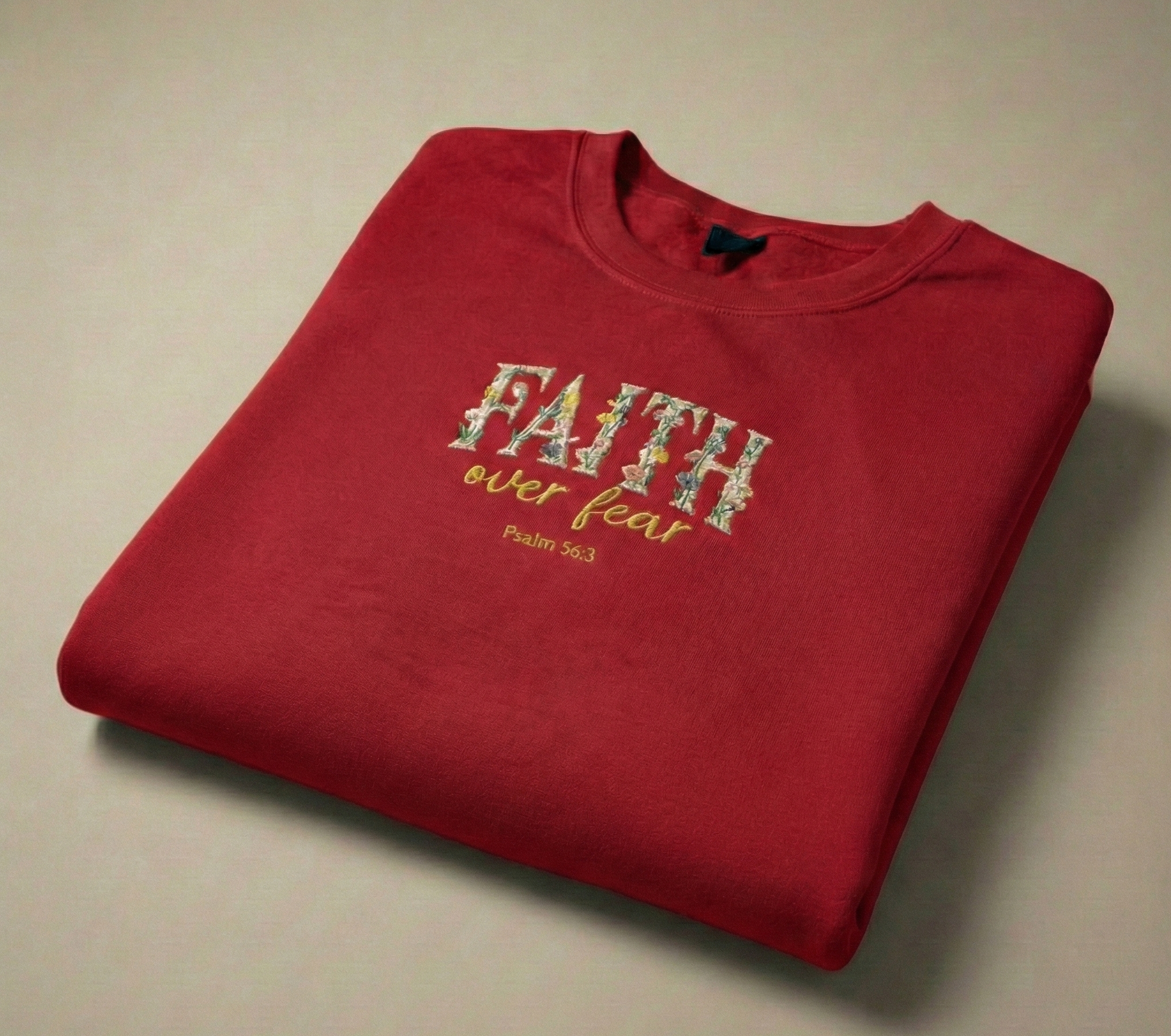 Faith Over Fear Embroidered Crewneck Sweatshirt