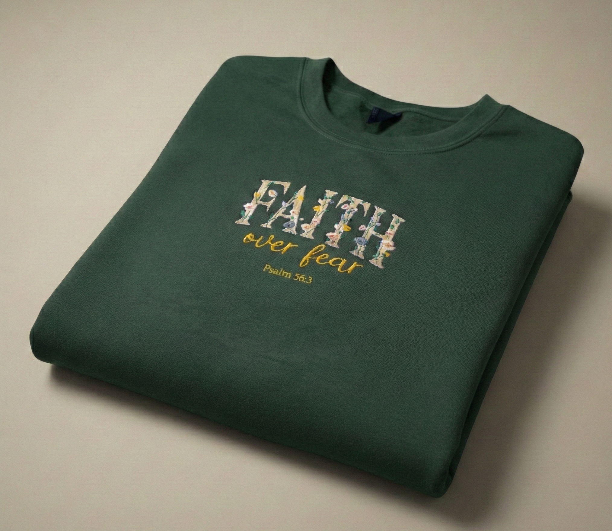 Faith Over Fear Embroidered Crewneck Sweatshirt