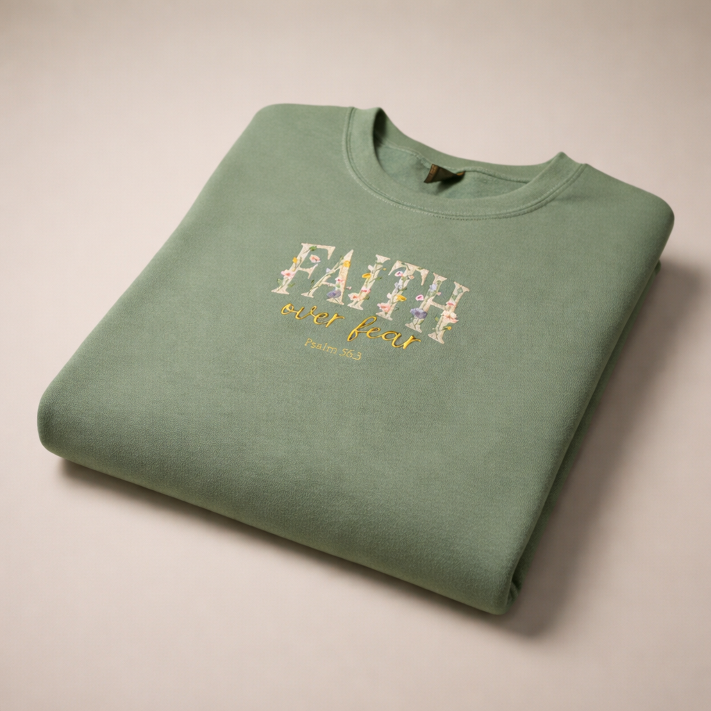Faith Over Fear Embroidered Crewneck Sweatshirt