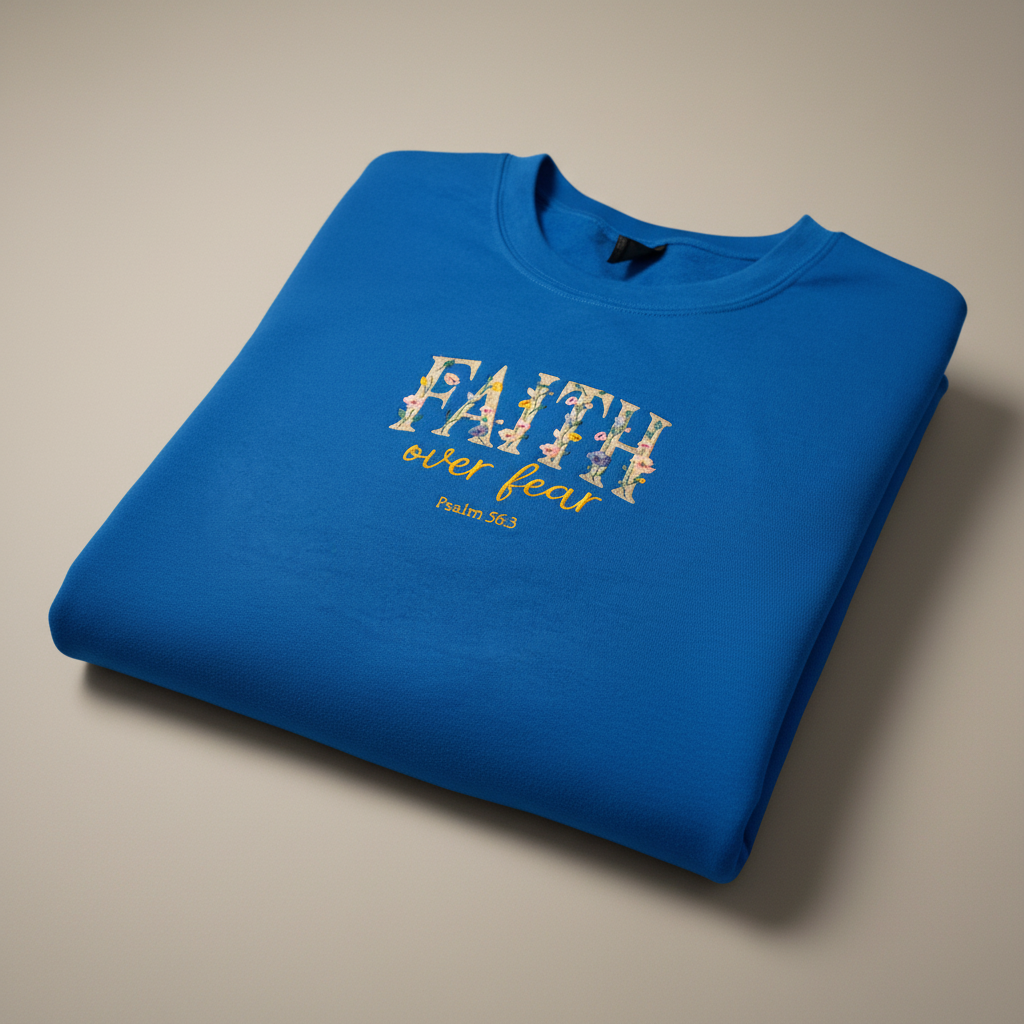 Faith Over Fear Embroidered Crewneck Sweatshirt