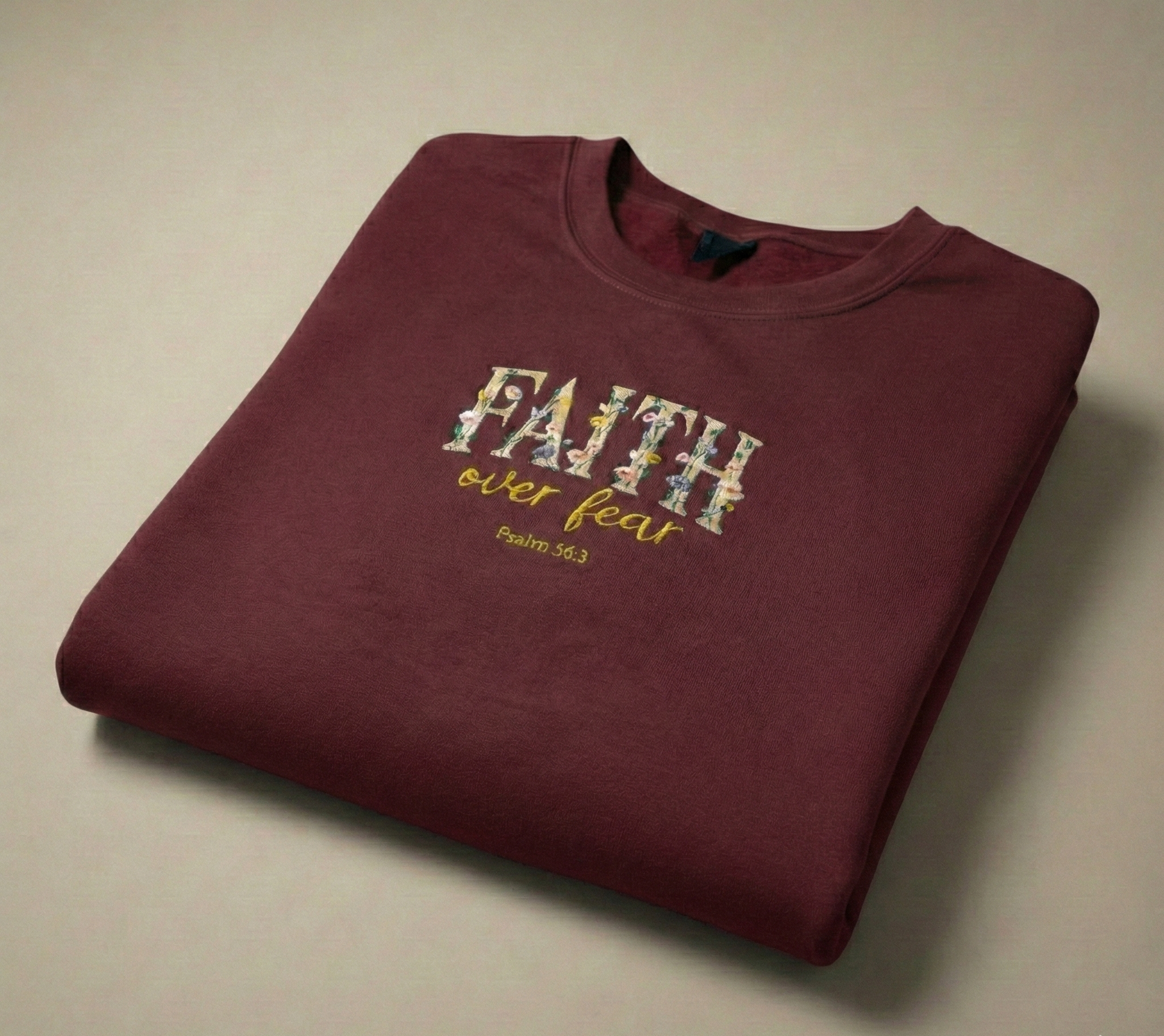 Faith Over Fear Embroidered Crewneck Sweatshirt