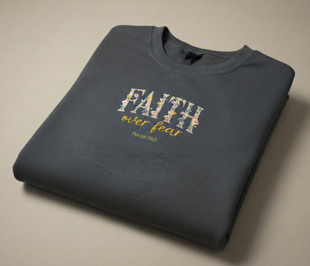 Faith Over Fear Embroidered Crewneck Sweatshirt