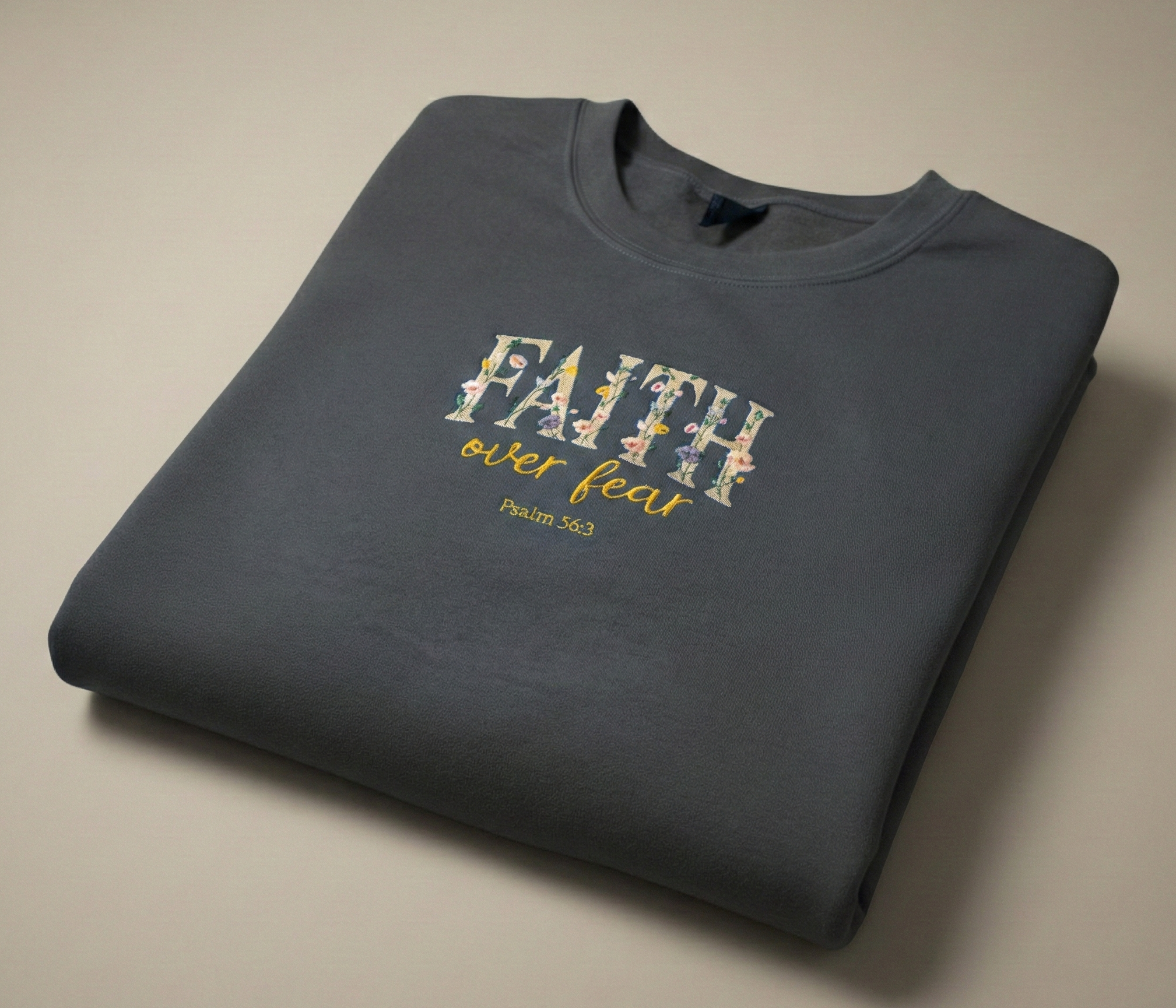 Faith Over Fear Embroidered Crewneck Sweatshirt