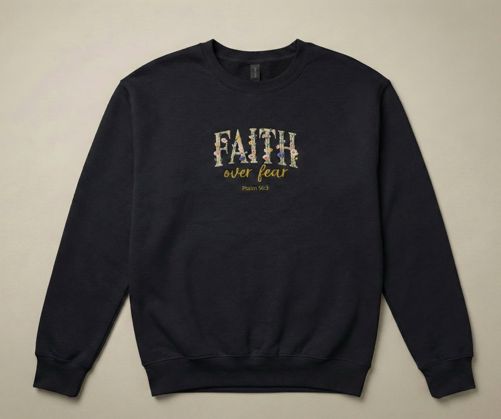 Faith Over Fear Embroidered Crewneck Sweatshirt