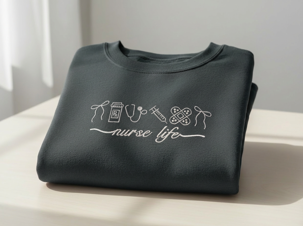 Nurse Sweatshirt | Custom Embroidered  Crewneck
