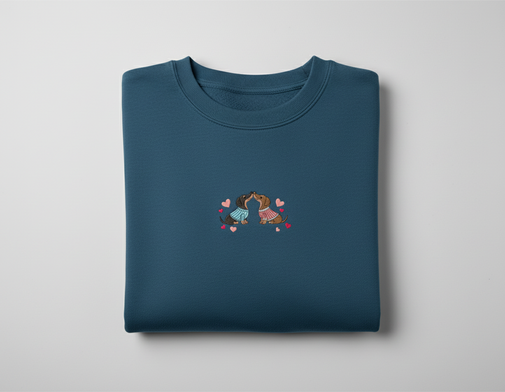 Weiner Dog Love Embroidered Crewneck