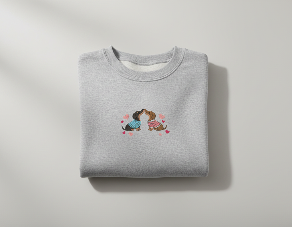 Weiner Dog Love Embroidered Crewneck