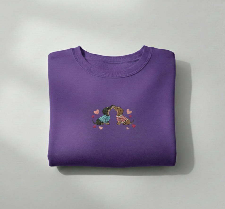 Weiner Dog Love Embroidered Crewneck