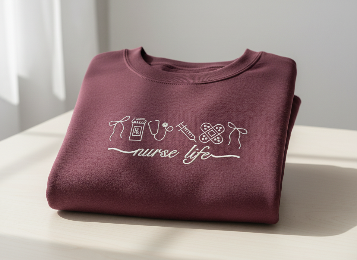 Nurse Sweatshirt | Custom Embroidered  Crewneck