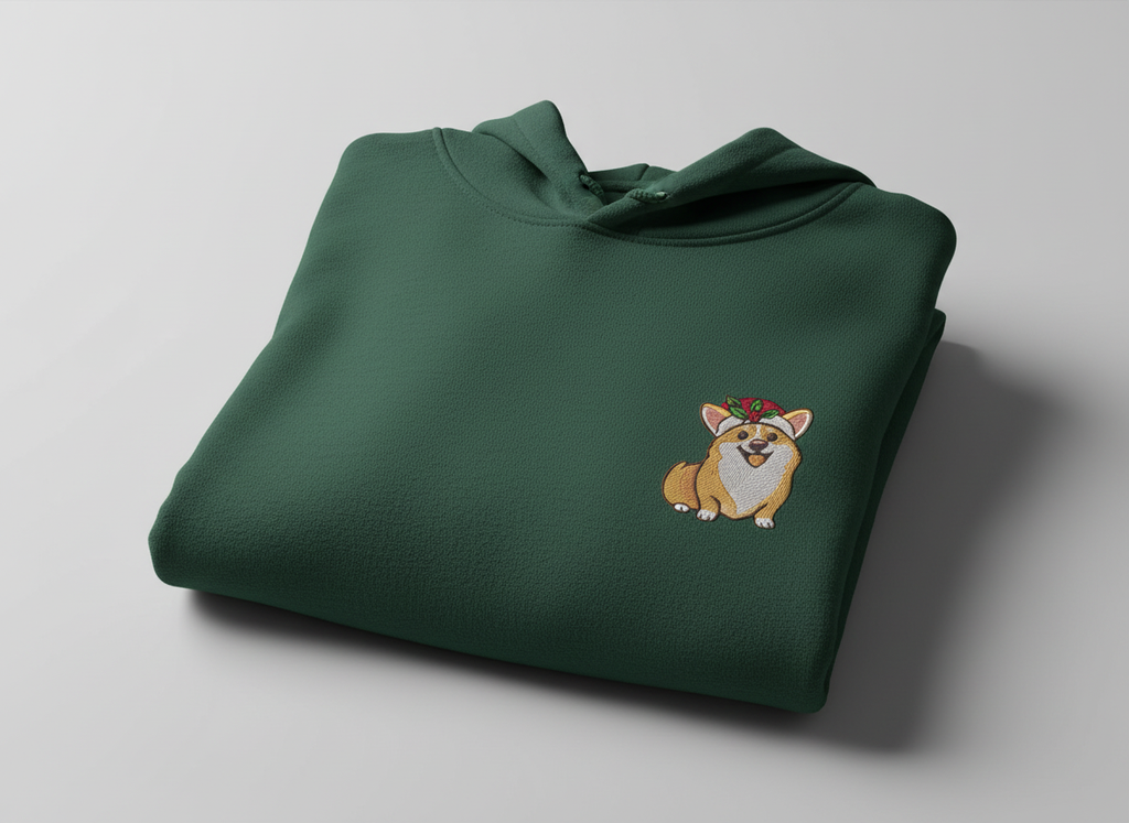 Holiday Corgi Embroidered Hoodie
