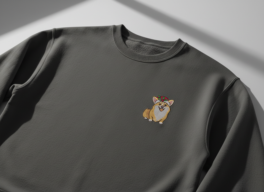 Holiday Corgi Embroidered Sweatshirt