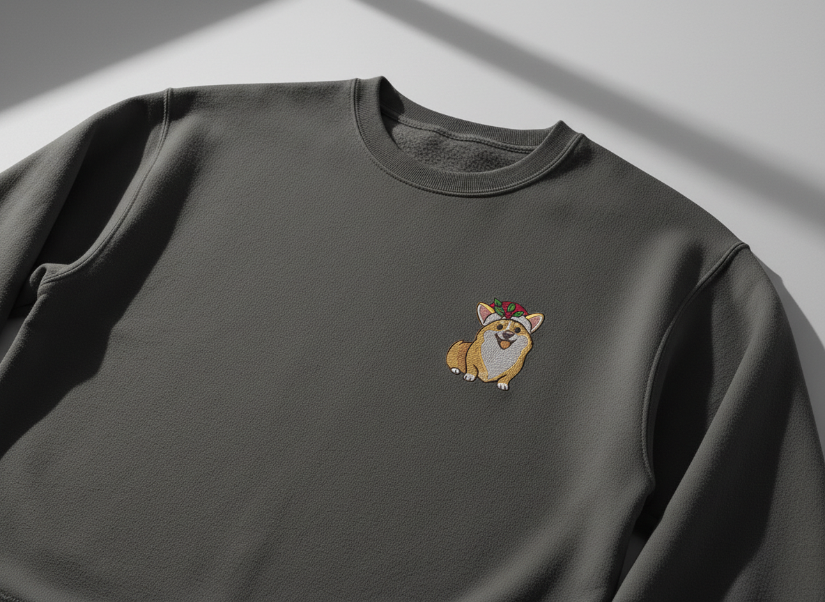 Holiday Corgi Embroidered Sweatshirt