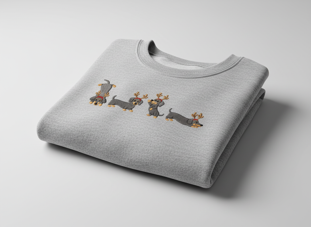 Cute Wiener Embroidered Dog Christmas Sweatshirt