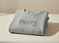 The 'Merry' Botanical Embroidered Crewneck - Cozy Holiday Edition