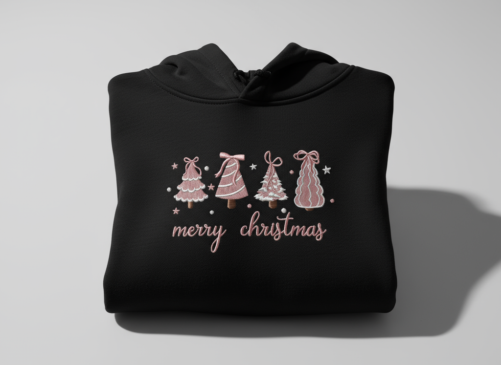 Cozy Embroidered Christmas Tree Hoodie