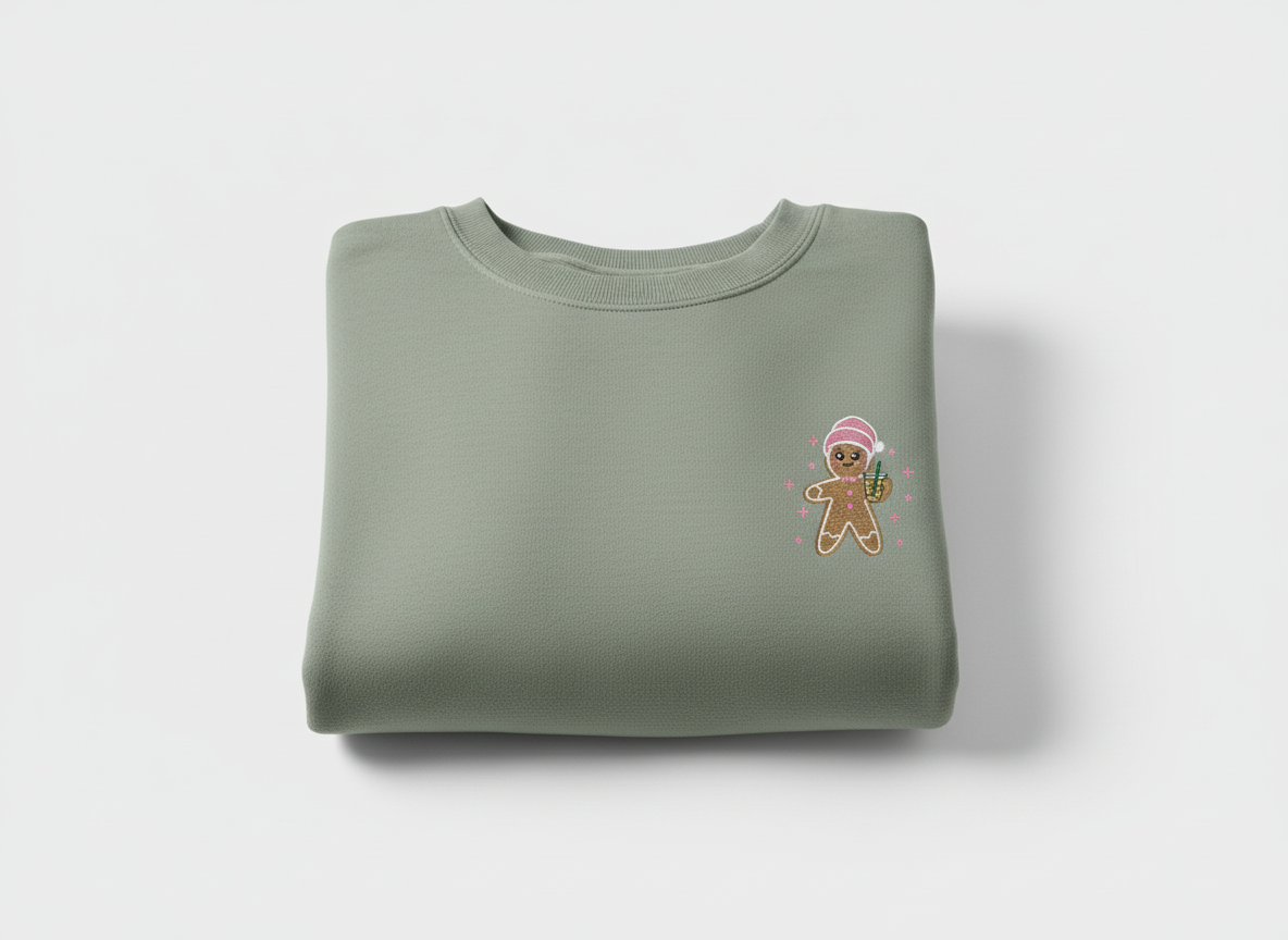 Gingerbread Latte Christmas Embroidered Sweatshirt – Cozy Holiday Edition