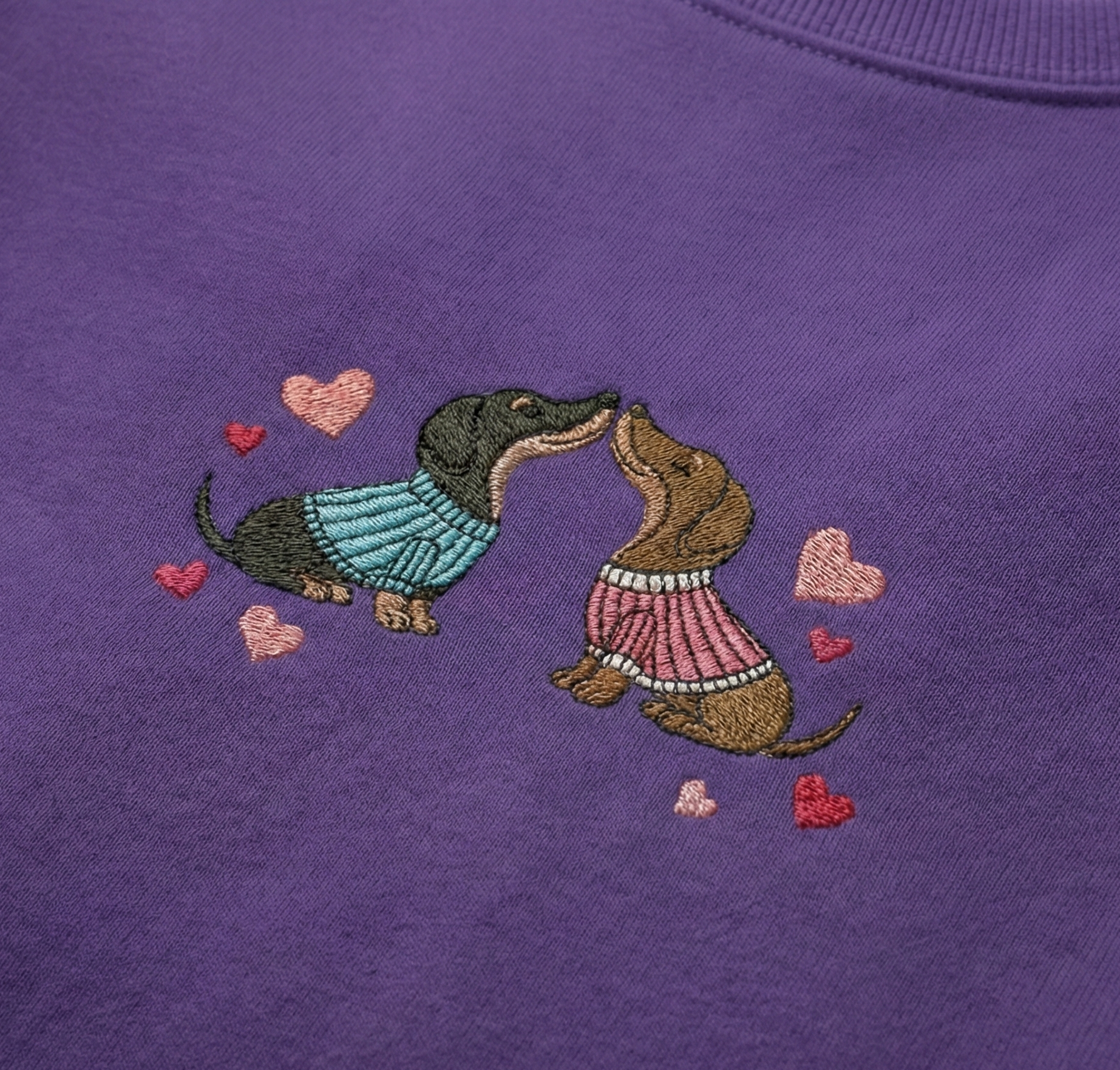 Weiner Dog Love Embroidered Crewneck