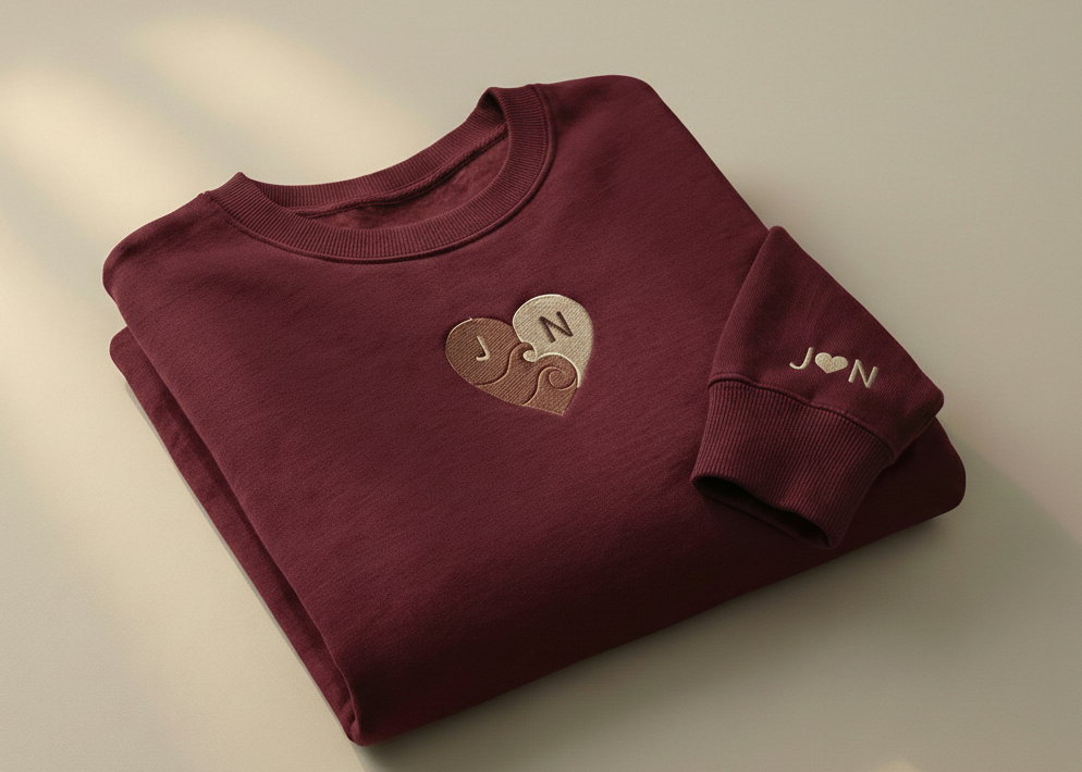 Custom Initials Embroidered Heart Sweatshirt