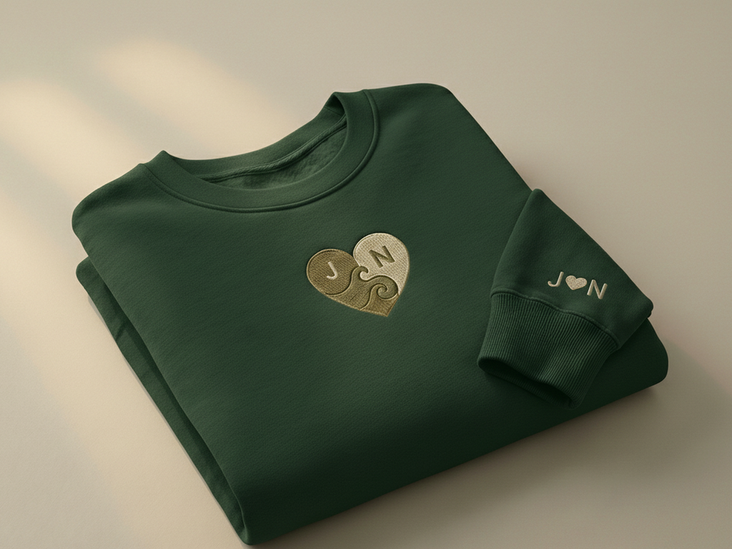 Custom Initials Embroidered Heart Sweatshirt