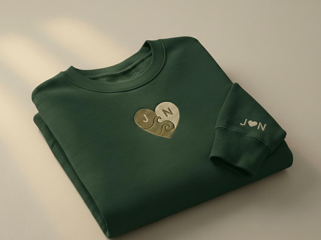 Custom Initials Embroidered Heart Sweatshirt