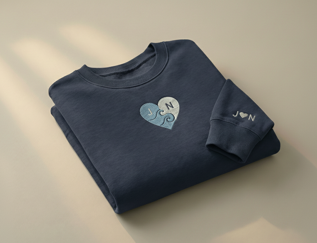 Custom Initials Embroidered Heart Sweatshirt