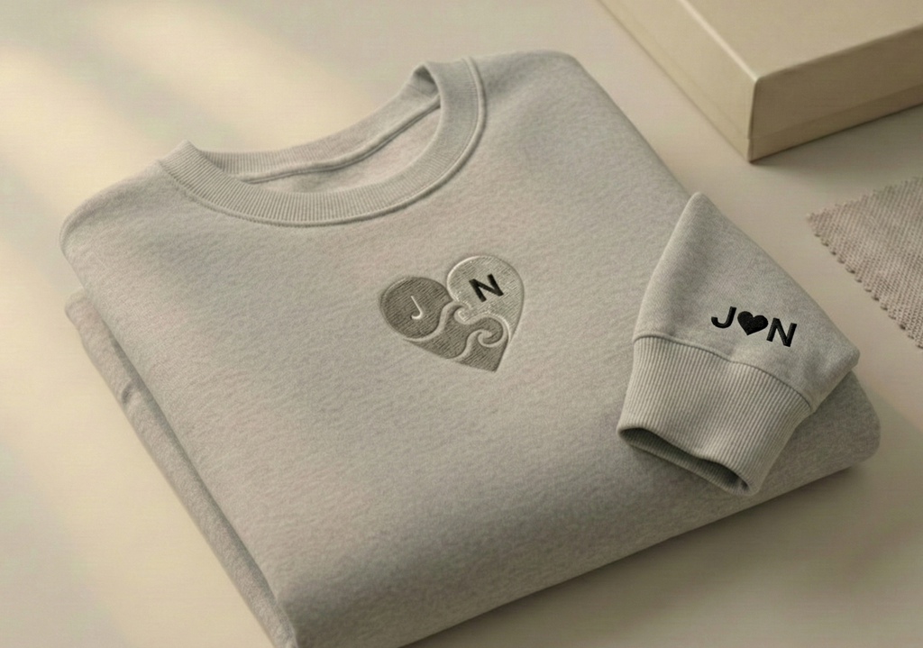Custom Initials Embroidered Heart Sweatshirt