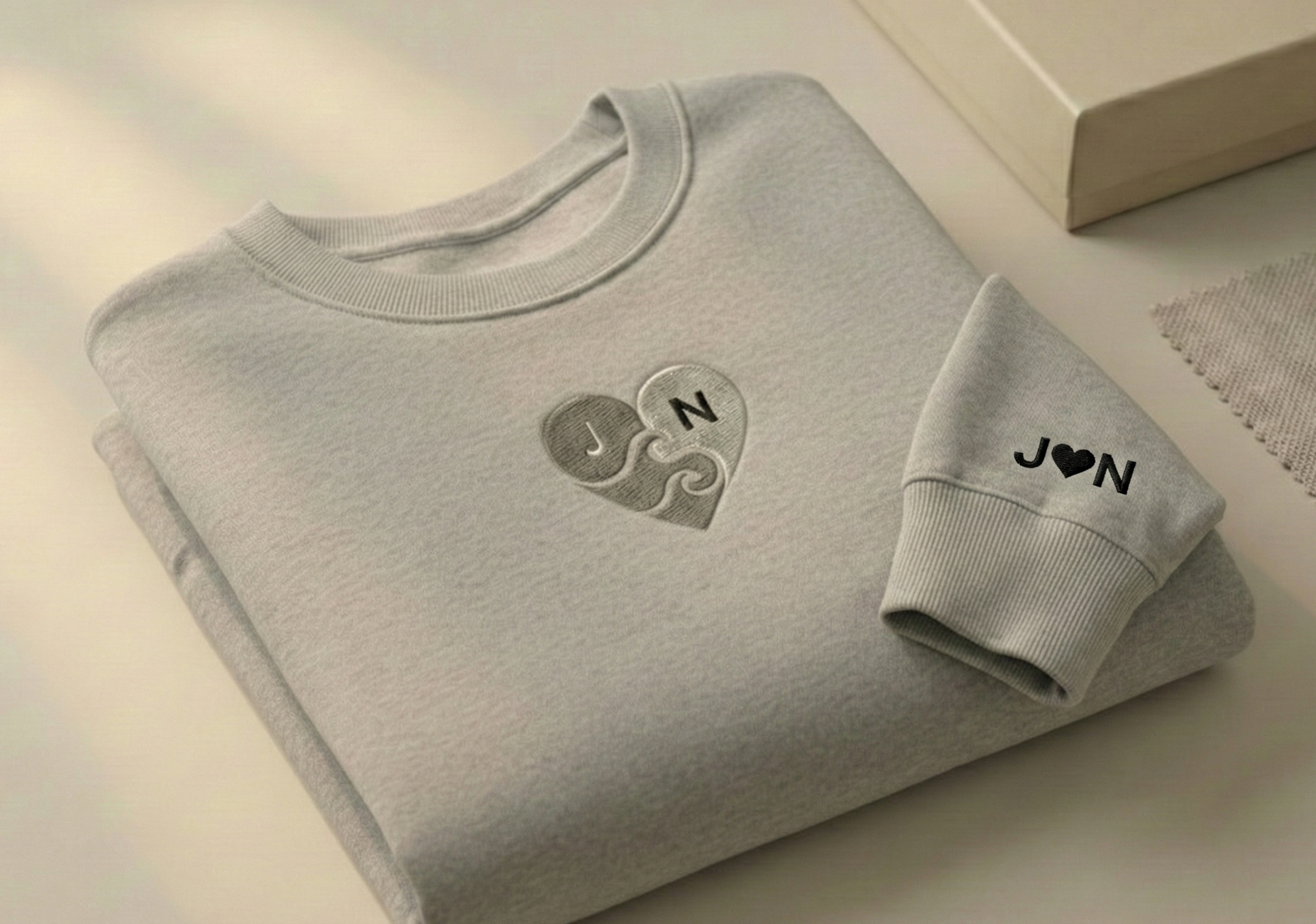 Custom Initials Embroidered Heart Sweatshirt