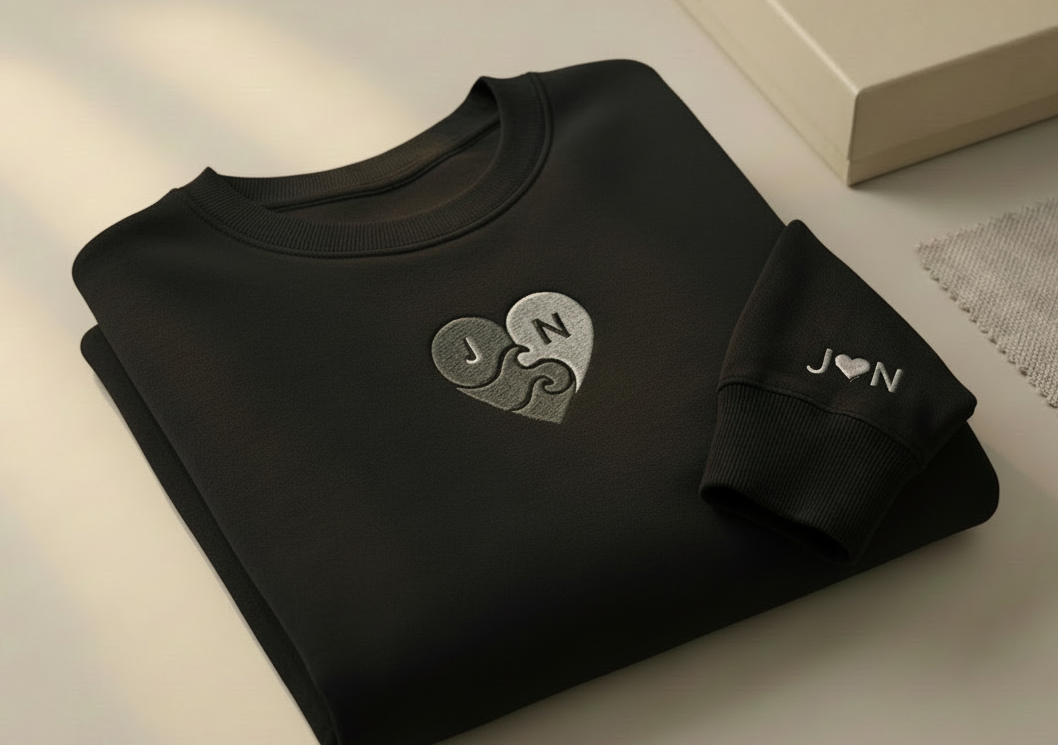 Custom Initials Embroidered Heart Sweatshirt