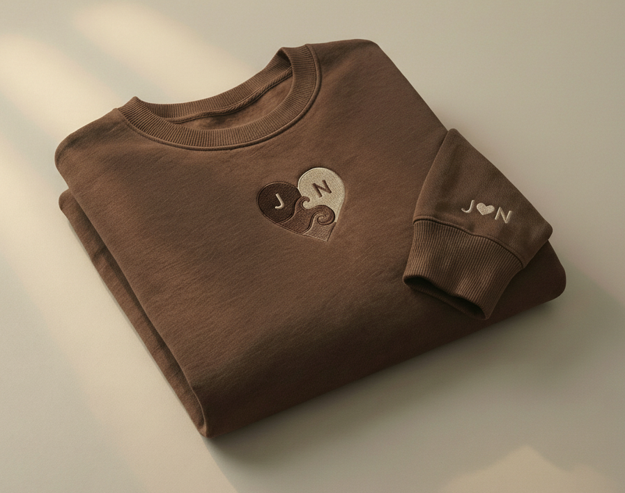 Custom Initials Embroidered Heart Sweatshirt