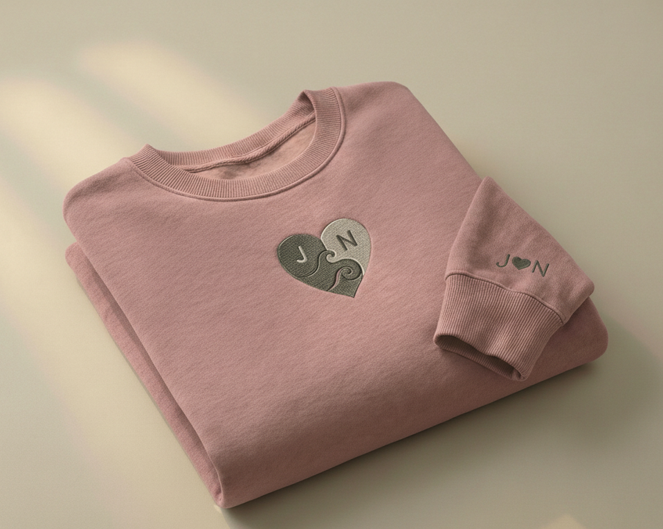 Custom Initials Embroidered Heart Sweatshirt