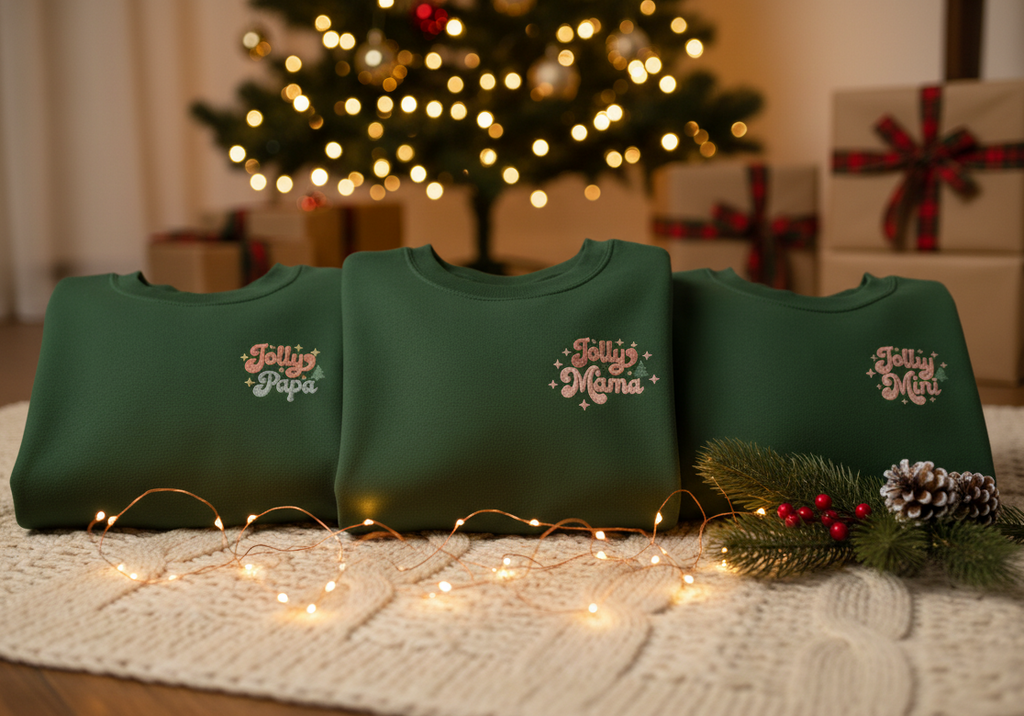 The "Jolly" Family Collection - Embroidered Christmas Family Sweatshirts
