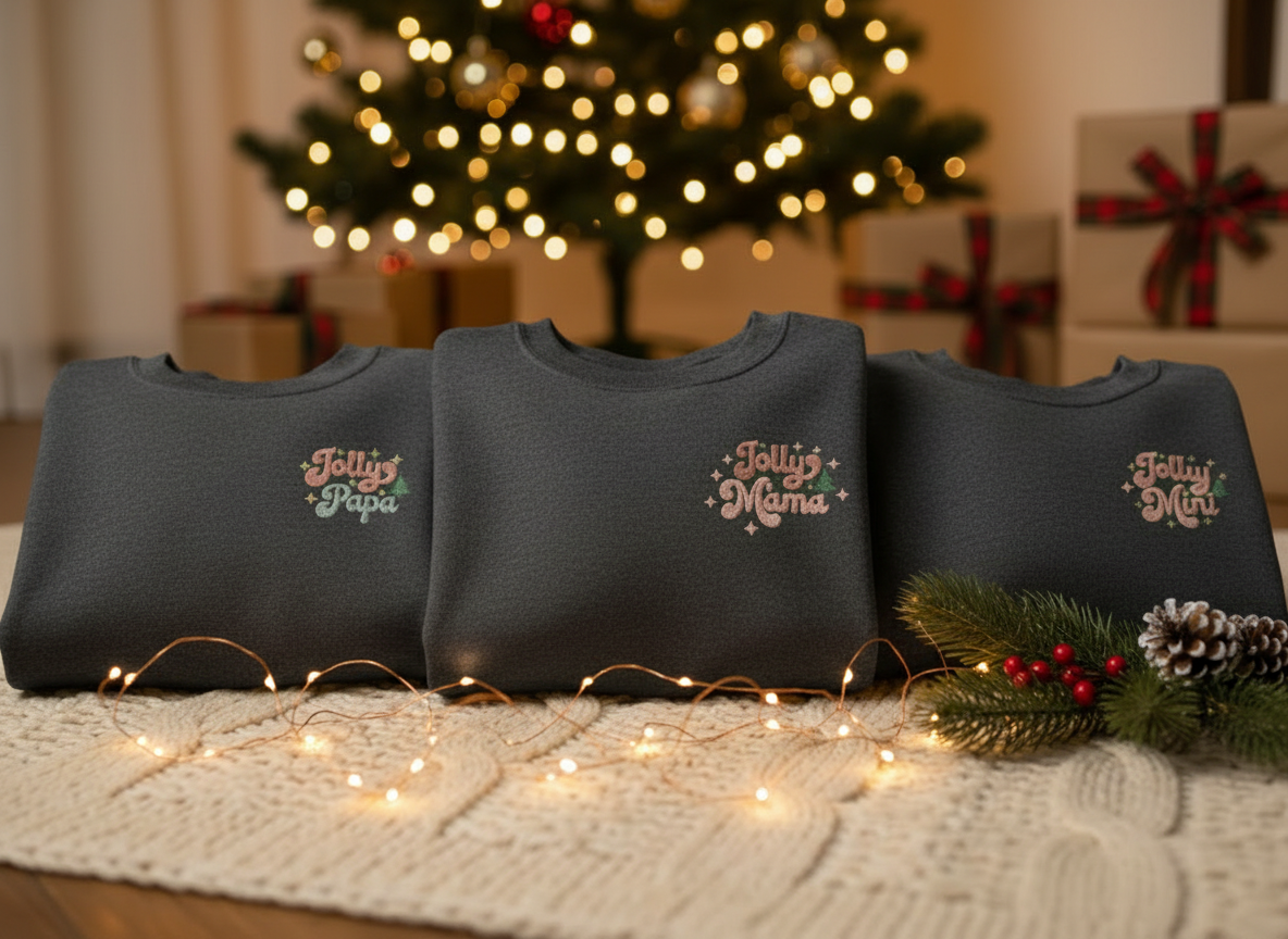 The "Jolly" Family Collection - Embroidered Christmas Family Sweatshirts
