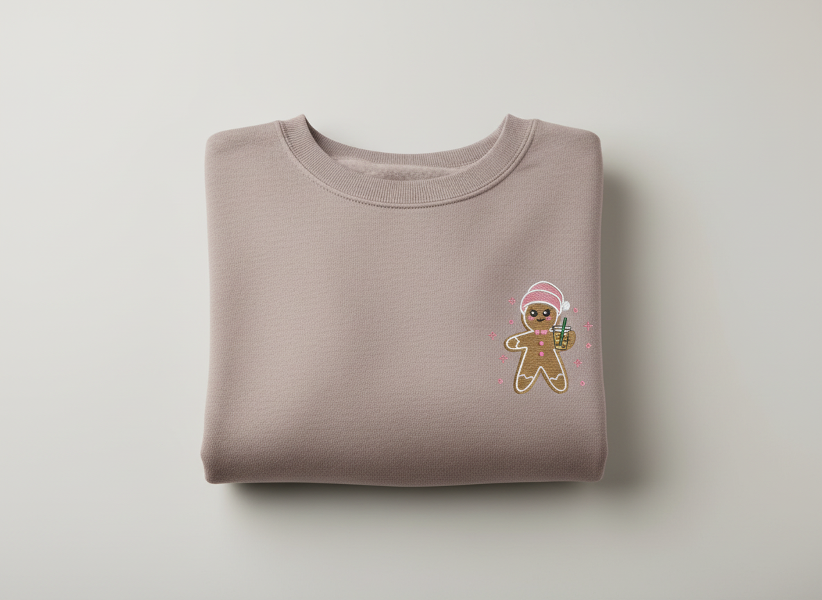 Gingerbread Latte Christmas Embroidered Sweatshirt – Cozy Holiday Edition