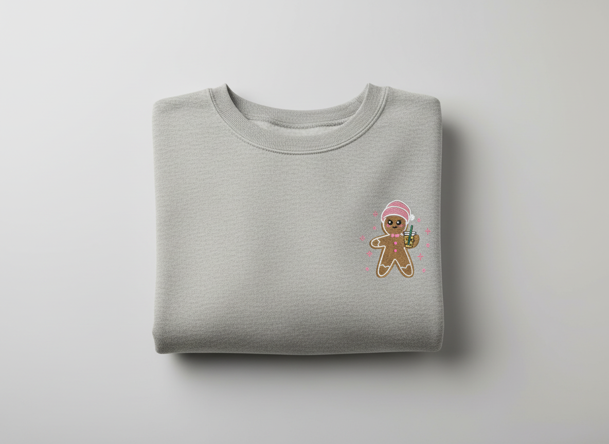 Gingerbread Latte Christmas Embroidered Sweatshirt – Cozy Holiday Edition